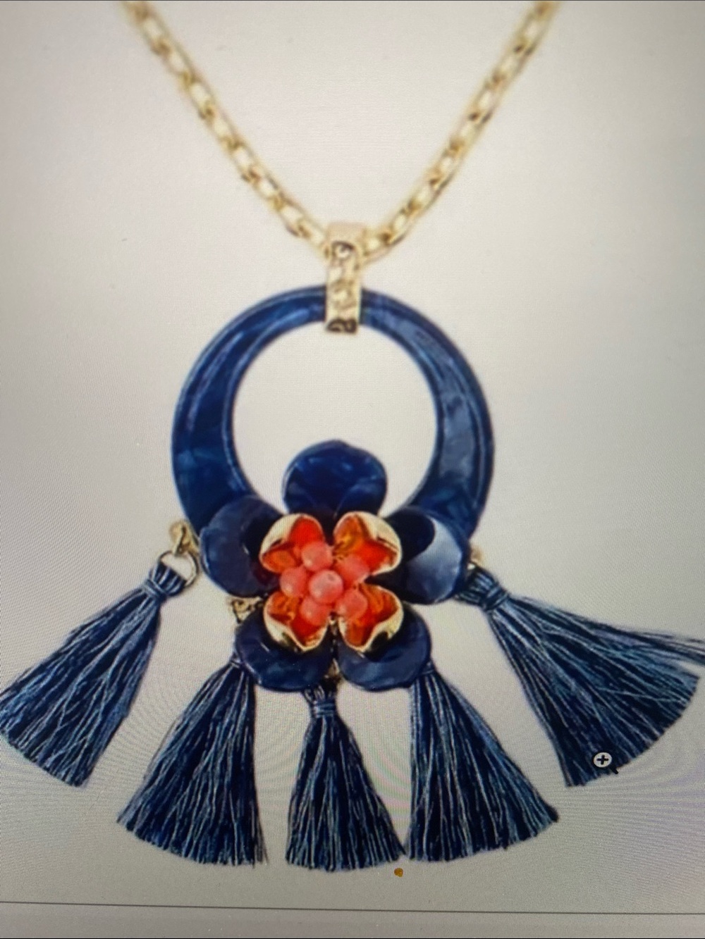 NWT Lilly Pulitzer High Tide Maritime statement tassel necklace navy gold chain